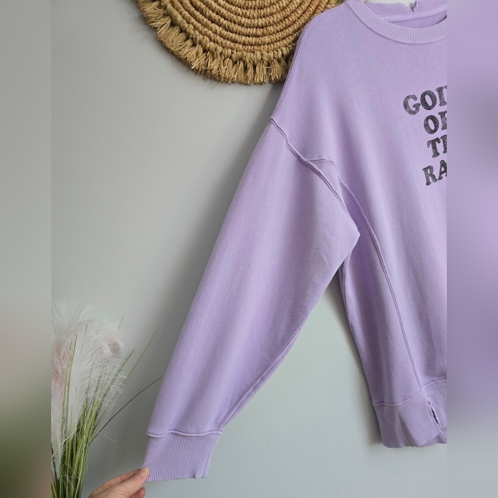 AERIE New Oversized Going off the Rails Purple Crewneck Sweatshirt SZ Small Cozy - Picture 4 of 11